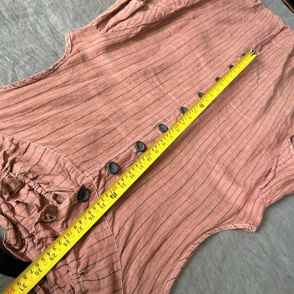 XL Lagenlook dress from a boutique in Seoul Korea. Dusty pink/tan w pinstripes - Picture 9 of 16